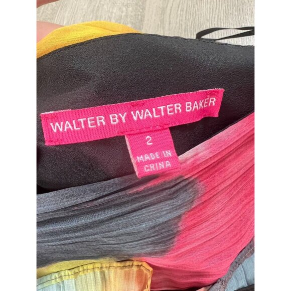 Walter Baker Womens Chiffon Pleated Abstract Print Short Skirt Y2K Size 2 - Picture 8 of 10